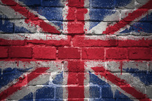 Painted National Flag Of Great Britain On A Brick Wall