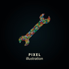 Wall Mural - Wrench - pixel illustration.