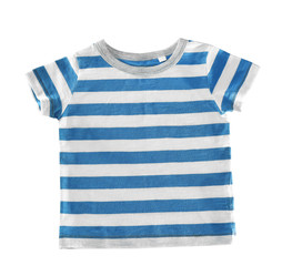 Blue striped T-shirt isolated on white