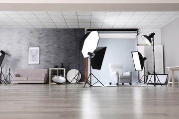 Canvas Print - Photo studio with lightning equipment