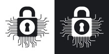 Vector Information Security Concept Icon. Two-tone Version On Black And White Background