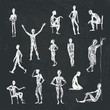 set of vector hand drawing people sketch in different poses