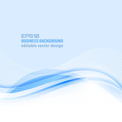 Poster - Wavy blue lines abstract vector business background.