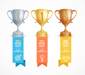 award cup menu infographic option banner card. vector