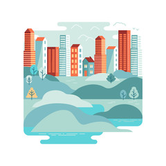 Poster - Vector illustration in trendy flat and linear style