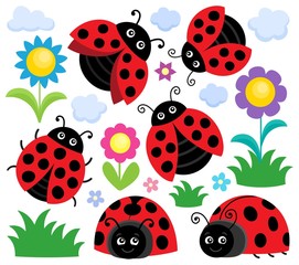 Wall Mural - Stylized ladybugs theme set 1