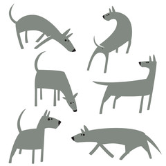 Wall Mural - Cute simple dogs set. Cartoon dog characters in flat style