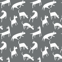 Wall Mural - Seamless pattern with dogs. Simple vector style animals.