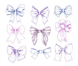 Fototapeta Motyle - Hand drawn vector illustrations. Different types of bows. Perfec