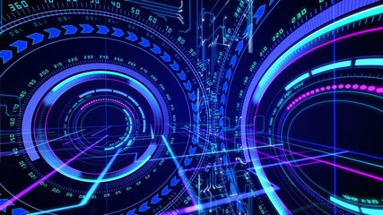 Animation futuristic technological abstract motion background.