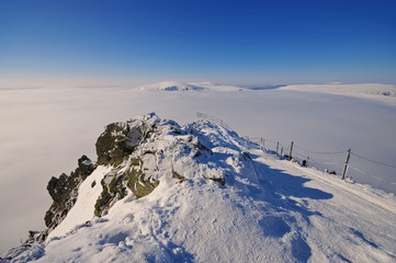 Poster - Schneekoppe Aussicht im Winter - view from mountain Sniezka in winter