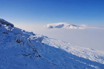 Sticker - Schneekoppe Aussicht im Winter - view from mountain Sniezka in winter