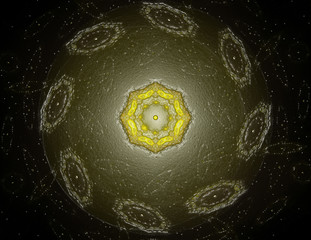 Fototapete - Multicolored abstract computer generated fractal mandala backgro
