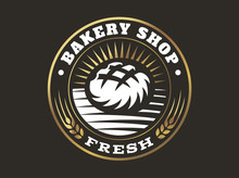 Bread Logo - Vector Illustration. Bakery Emblem Design On Black Background