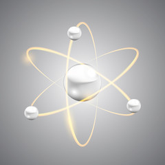 Abstract atom on grey background, vector
