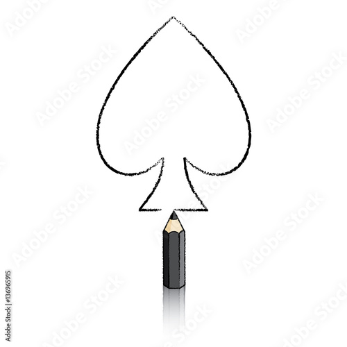 Black Pencil Drawing Ace of Spades Playing Card Icon плакат