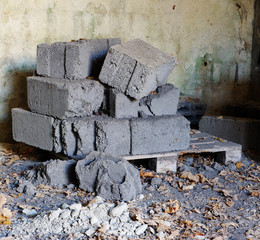 old aerated concrete blocks