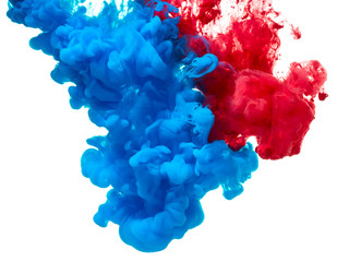 Blue and red ink splash