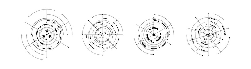 Poster - set of circular target futuristic technology elements icon