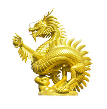 Golden Chinese Dragon Statue Isolated