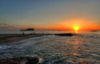 Ibiza beach Compte sunset with bledas islands in horizon