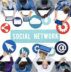 Sticker - Social Media Network Internet Connection Concept