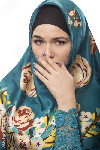 Fotografie, Tablou Female wearing a hijab, conservative fashion for muslims, middle east and eastern european culture