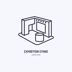 exhibition banner stand vector line icon. advertising sign.