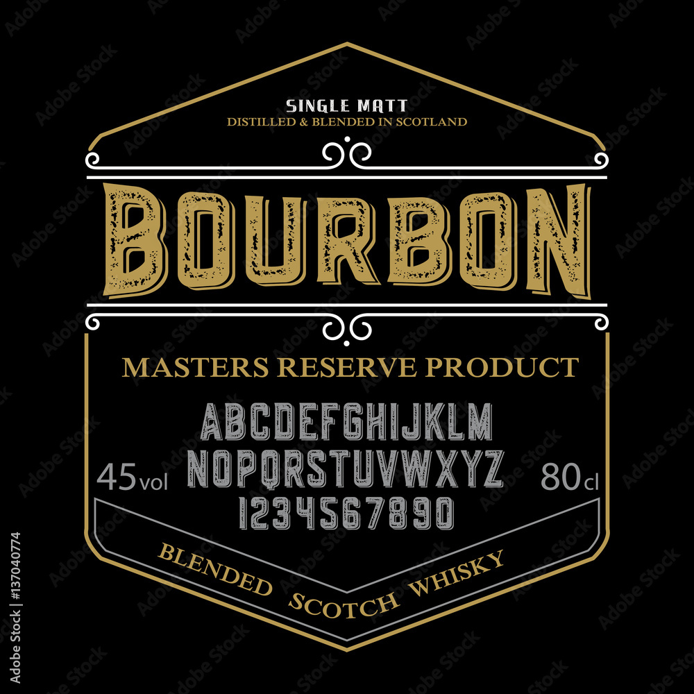 Typeface Labeling Typeface. Label. Bourbon typeface, labels and different type designs ...