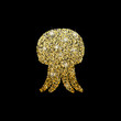 Shiny logo of Jellyfish. Golden glitter of sea animal