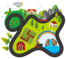 road map around the countryside