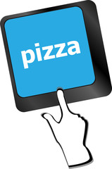 Poster - Computer keyboard with pizza word on enter key,