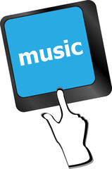 Poster - Computer keyboard with music key - technology background