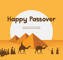 Happy Passover In Hebrew, Jewish Holiday Card Template