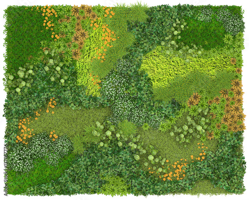 Vertical Garden Background And Texture Green Wall Or Flowerbed Isolated On White Background Top View 3d Visualization Buy This Stock Illustration And Explore Similar Illustrations At Adobe Stock Adobe Stock