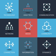 Poster - technology icons. vector signs for tech and connection, network communication