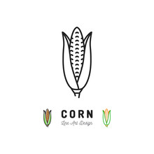 Corn Cobs Icon Vegetables Logo Maize. Thin Line Art Design, Vector Outline Illustration