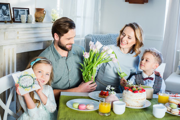 Wall Mural - Family celebrating Mothers Day