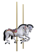 3D Rendering Carousel Horses On White