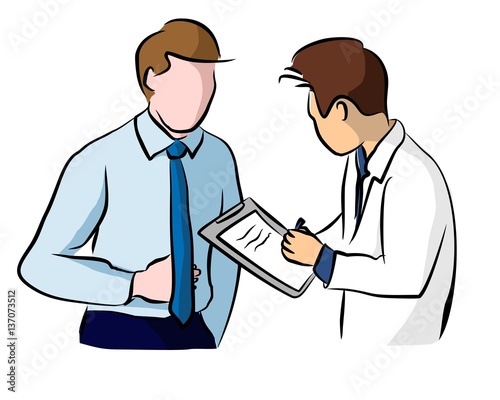 A Man Go To See Doctor About His Stomachache Stock Illustration Adobe Stock