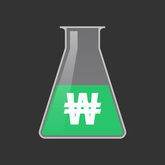 Sticker - Isolated test tube with a won currency sign