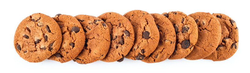 stack of сhocolate chip cookies isolated on white background