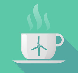 Poster - Long shadow mug with a wind turbine