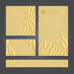 Wall Mural - set golden banners different size with volumetric waves. space for your message.