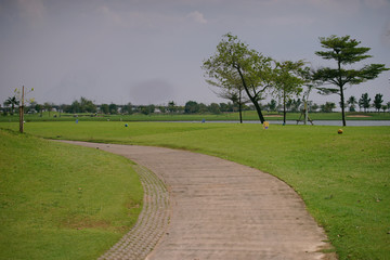 Wall Mural - Golf course design created from harming natural resources, as well as many talented golfers.