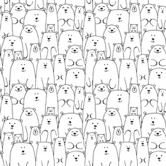 Poster - White bears family, seamless pattern for your design