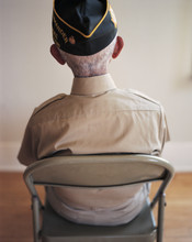 Rear View Of Elderly WWII Veteran
