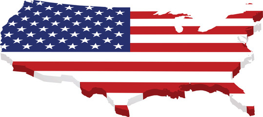 Wall Mural - USA flag map