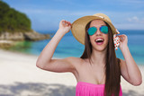 Fototapeta Boho - young girl in bikini on beach holiday