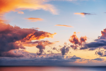 Wall Mural - colorful sky with sun background in mountains. sunset, sunrise